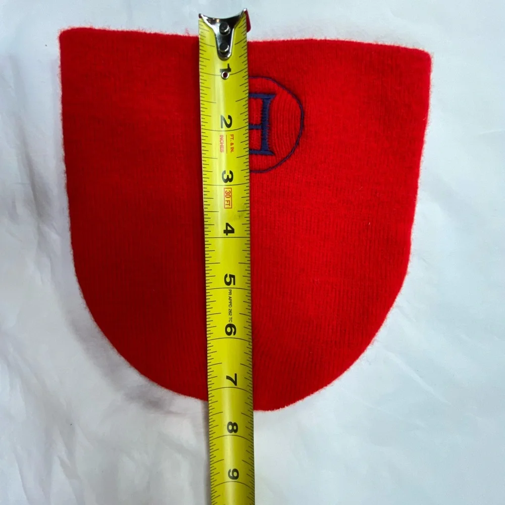 Red Knit Beanie with Blue 'B' Embroidery